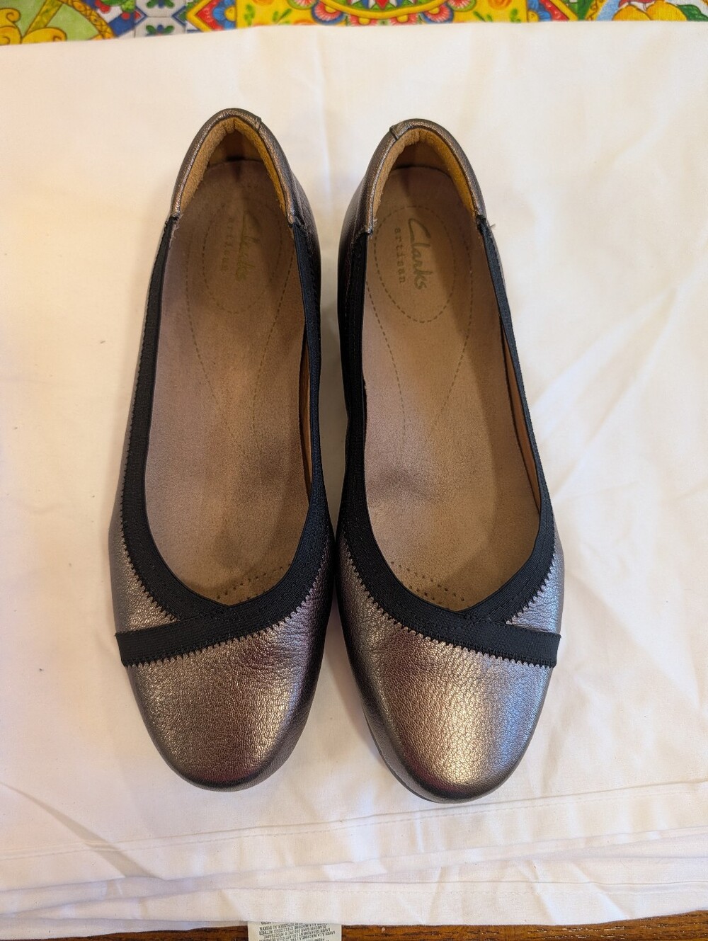 Clarks Artisan Bronze Metallic Leather Slip-On Wedge Shoes - 9.5 WIDE